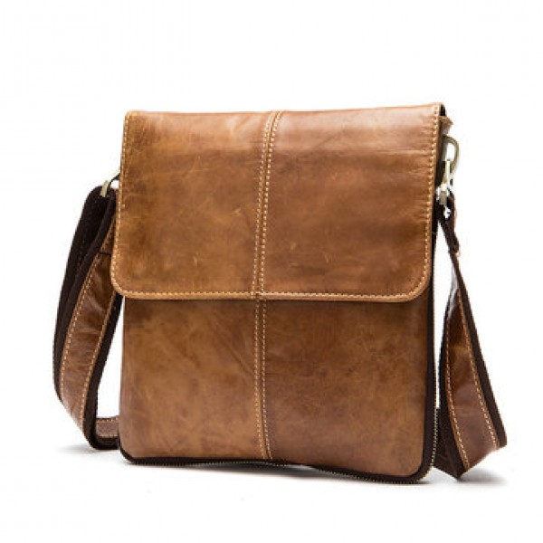 Genuine Leather Men Bag Fashion Zipper Messenger Bag Business Shoulder Bag