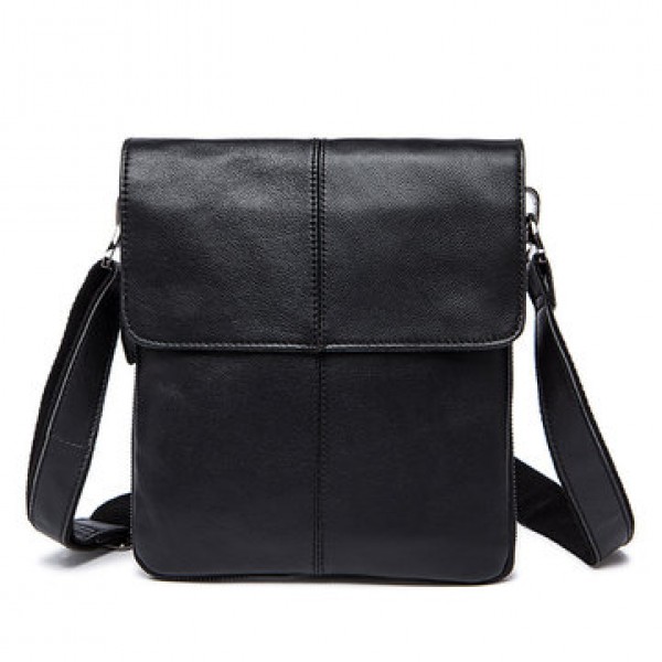 Genuine Leather Men Bag Fashion Zipper Messenger B...