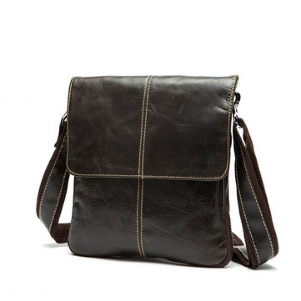 Genuine Leather Men Bag Fashion Zipper Messenger Bag Business Shoulder Bag