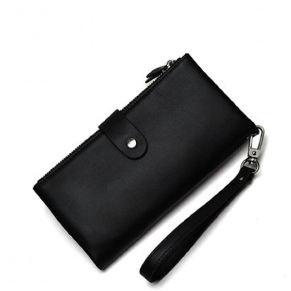 ZUOERDANNI Men Genuine Leather Multifunction Zipper Long Big Capacity Business Wallet
