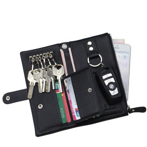 ZUOERDANNI Men Genuine Leather Multifunction Zipper Long Big Capacity Business Wallet