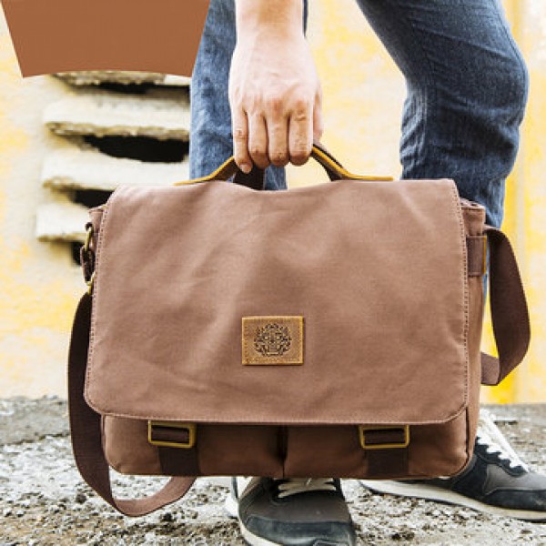 15 inches Laptop Bag Men Canvas Minimalist Crossbody Bag Handbag Leisure Business Shoulder bag