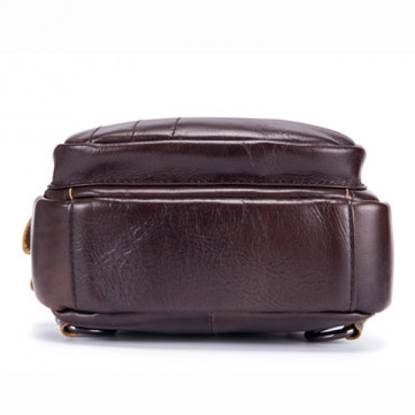 Bullcaptain Genuine Leather Retro Chest Bag Outdoor Leisure Daypack Crossbody Bag for Men