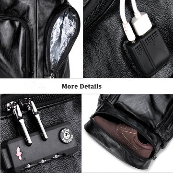 Men Leisure Travel Multifunctional Multi-Carry Multi-Position Backpack With Charging Port