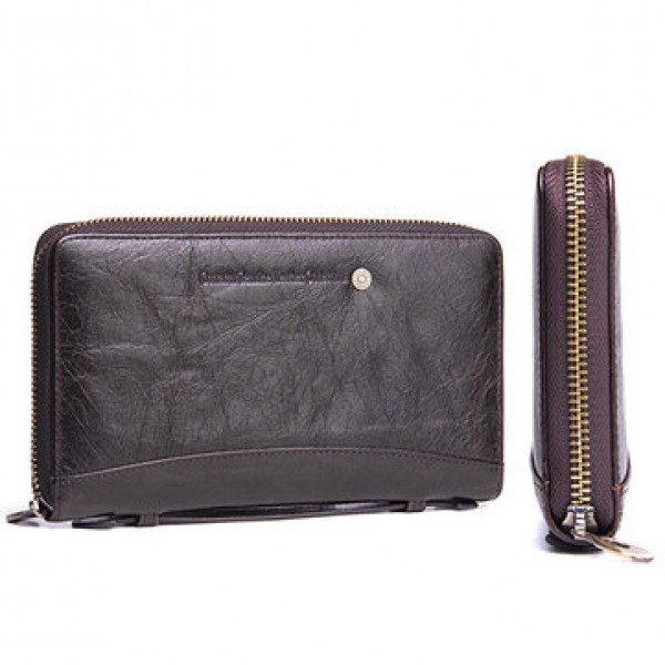 Men Multifunction Purse Pen Holder Phone Holder Zipper Pocket Large Capacity Business Wallet