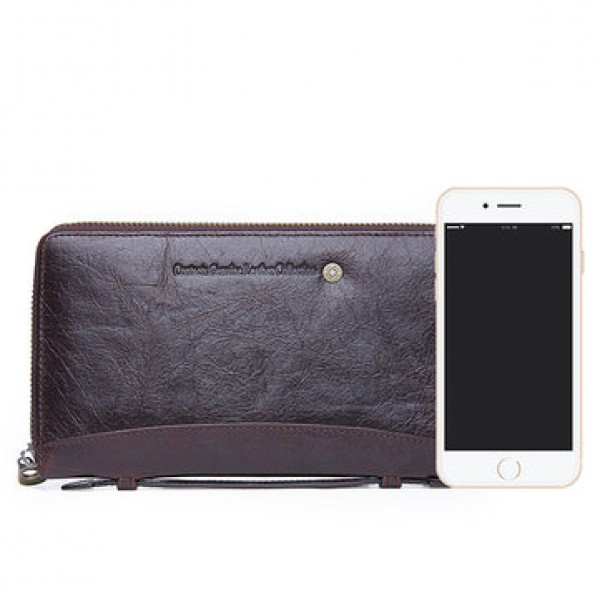 Men Multifunction Purse Pen Holder Phone Holder Zipper Pocket Large Capacity Business Wallet