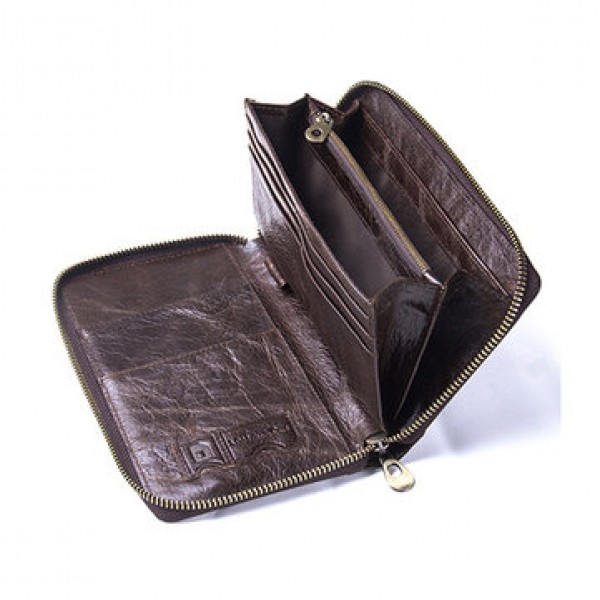 Men Multifunction Purse Pen Holder Phone Holder Zipper Pocket Large Capacity Business Wallet