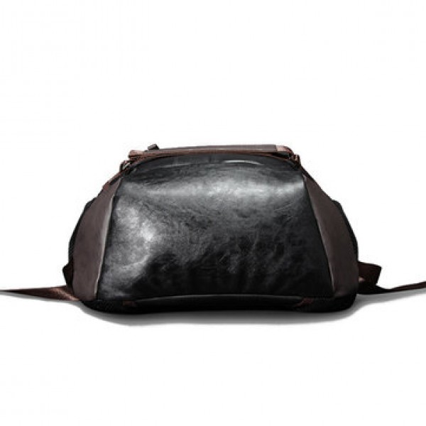 Men Faux Leather Outdoor Fashion Large Capacity Backpack Laptop Bag
