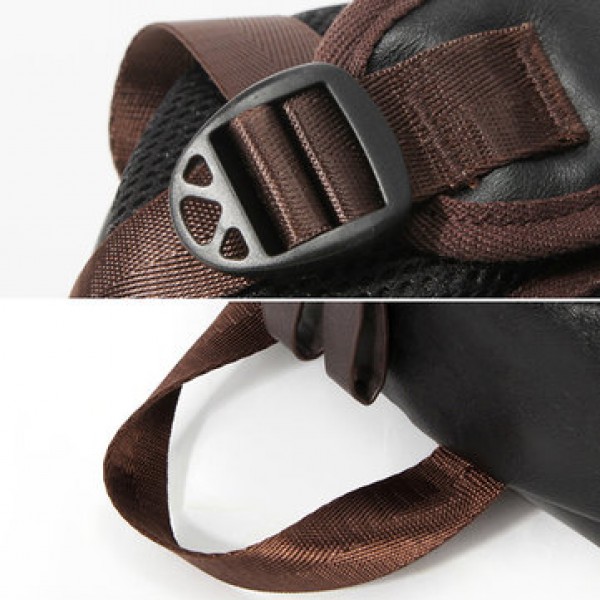 Men Faux Leather Outdoor Fashion Large Capacity Backpack Laptop Bag