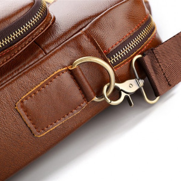 Men Genuine Leather Vintage Handbag Computer Bag Shoulder Bag