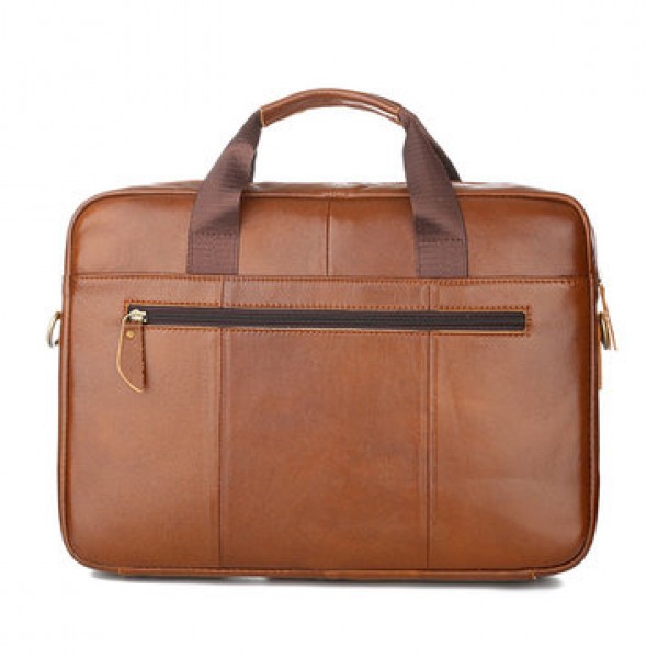 Men Genuine Leather Vintage Handbag Computer Bag Shoulder Bag