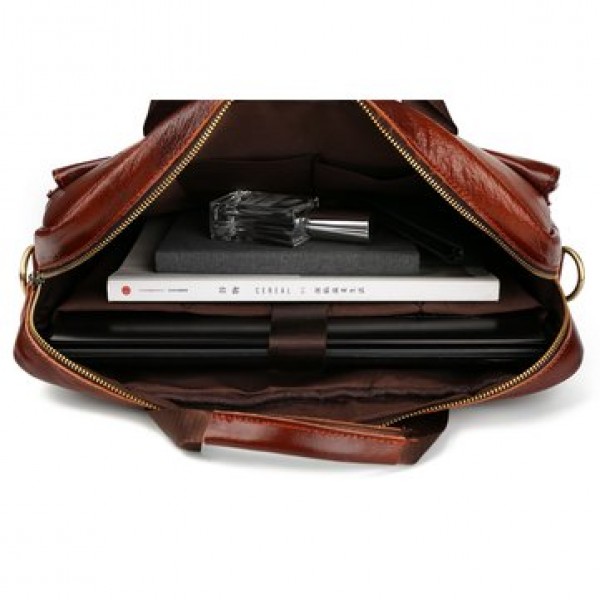 Men Genuine Leather Vintage Handbag Computer Bag Shoulder Bag