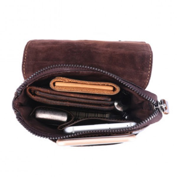 6 inches Men Genuine Leather Waist Bag Alligator Pattern Minimalist Casual Phone Bag Crossbody Bag