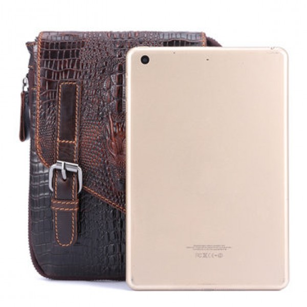 6 inches Men Genuine Leather Waist Bag Alligator Pattern Minimalist Casual Phone Bag Crossbody Bag