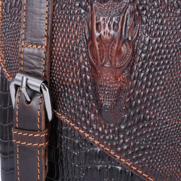 6 inches Men Genuine Leather Waist Bag Alligator Pattern Minimalist Casual Phone Bag Crossbody Bag