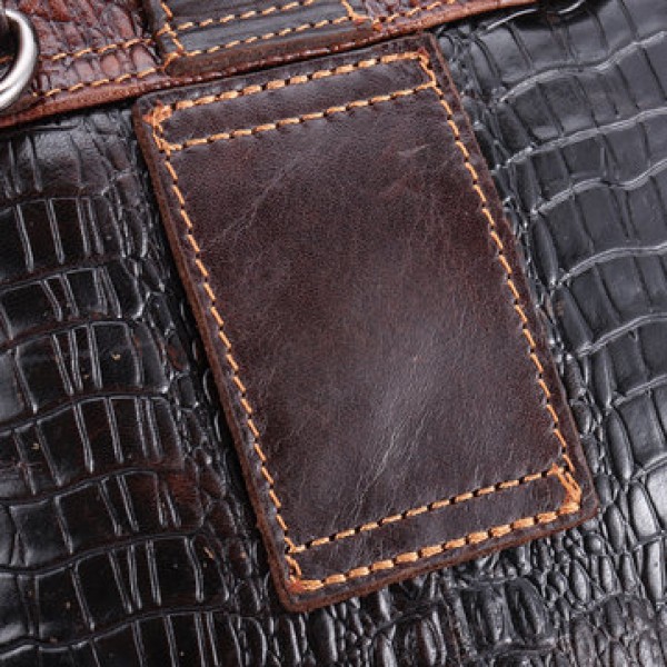 6 inches Men Genuine Leather Waist Bag Alligator Pattern Minimalist Casual Phone Bag Crossbody Bag