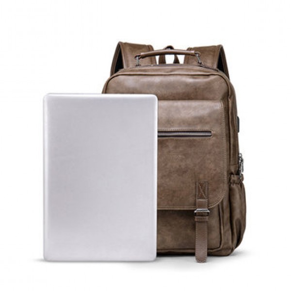 Faux Leather Large Capacity Laptop Bag Backpack For Men