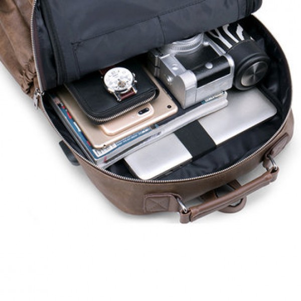 Faux Leather Large Capacity Laptop Bag Backpack For Men