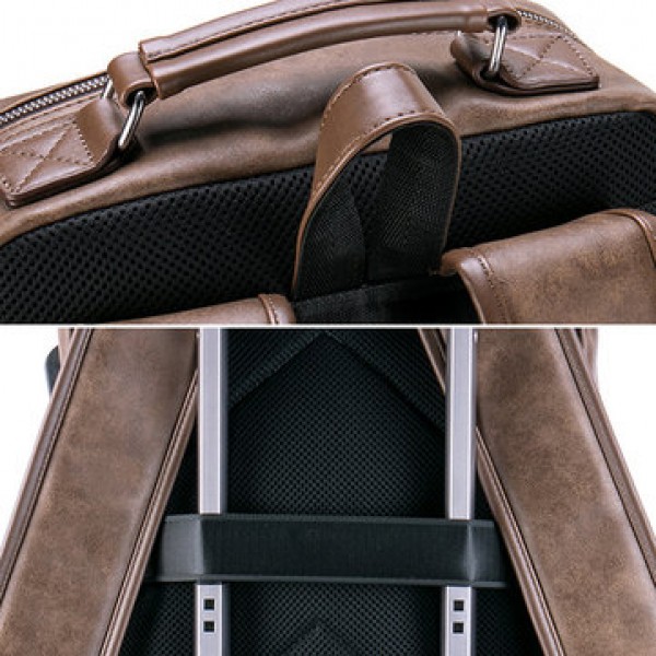 Faux Leather Large Capacity Laptop Bag Backpack For Men