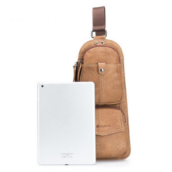 Ekphero Men Vintage Genuine Leather Business Crossbody Bag Chest Bag