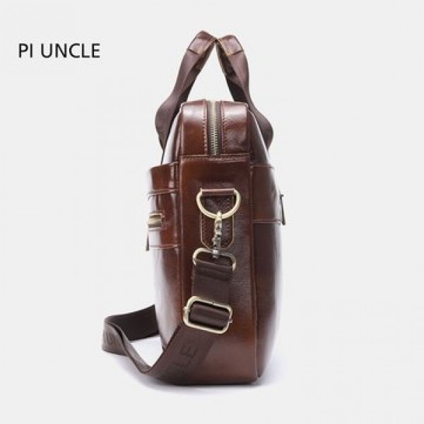 Men Large Capacity Genuine Leather Messenger Bag Handbag Crossbody Bag