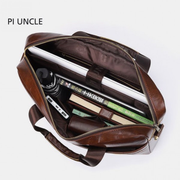 Men Large Capacity Genuine Leather Messenger Bag Handbag Crossbody Bag