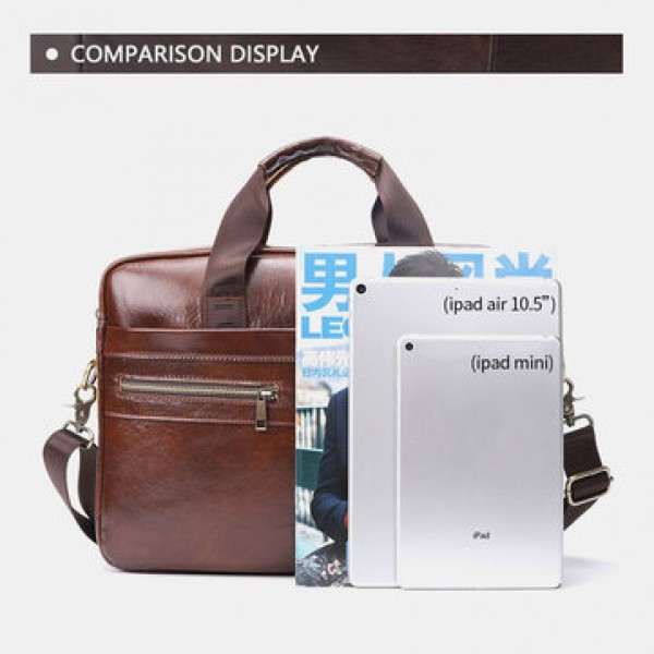 Men Large Capacity Genuine Leather Messenger Bag Handbag Crossbody Bag