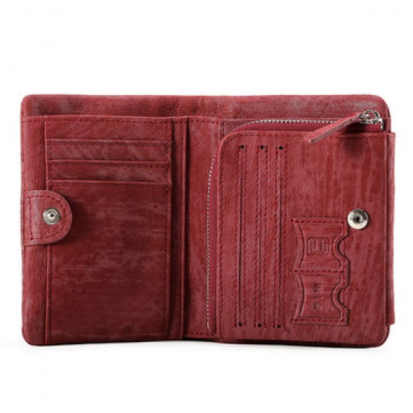Genuine Leather Frequency Line Wallet Card Bag Coin Purse with SIM Card Holder for Men and Women