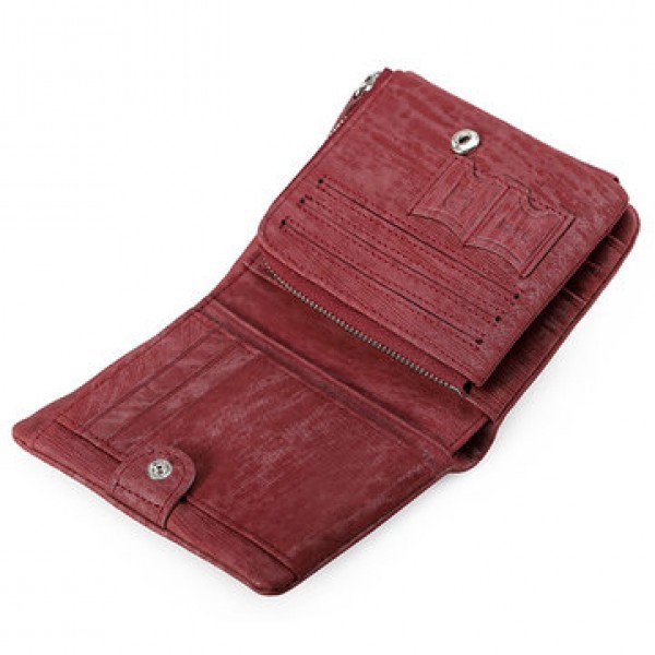 Genuine Leather Frequency Line Wallet Card Bag Coin Purse with SIM Card Holder for Men and Women