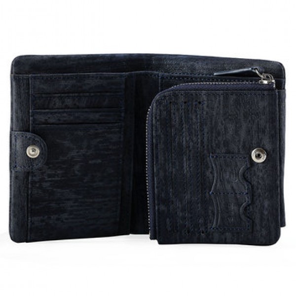 Genuine Leather Frequency Line Wallet Card Bag Coin Purse with SIM Card Holder for Men and Women