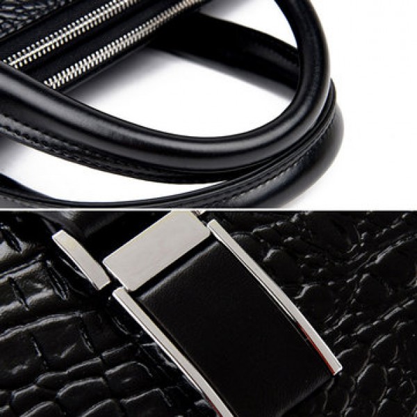 Men Business Alligator Faux Leather Handbags Crossbody Bags Laptop Bag Briefcase