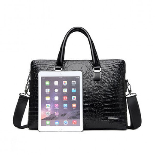 Men Business Alligator Faux Leather Handbags Crossbody Bags Laptop Bag Briefcase