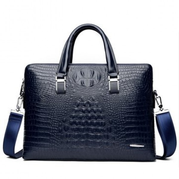 Men Business Alligator Faux Leather Handbags Crossbody Bags Laptop Bag Briefcase