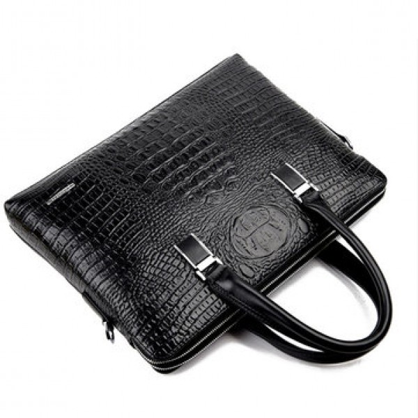 Men Business Alligator Faux Leather Handbags Crossbody Bags Laptop Bag Briefcase