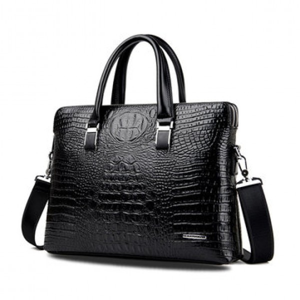 Men Business Alligator Faux Leather Handbags Crossbody Bags Laptop Bag Briefcase