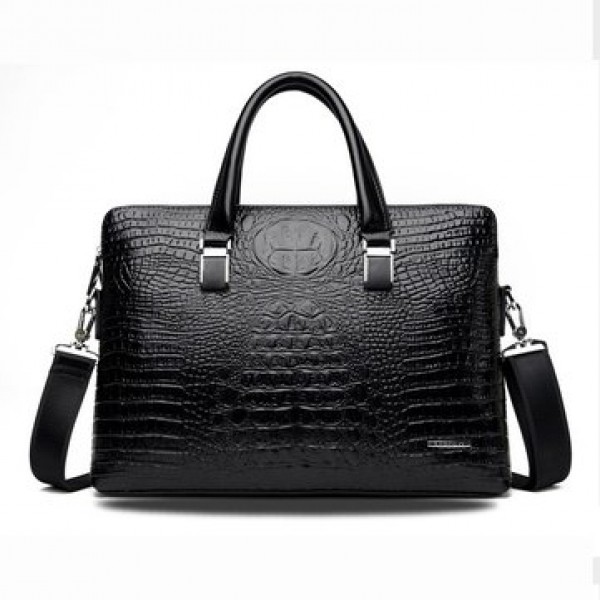 Men Business Alligator Faux Leather Handbags Cross...