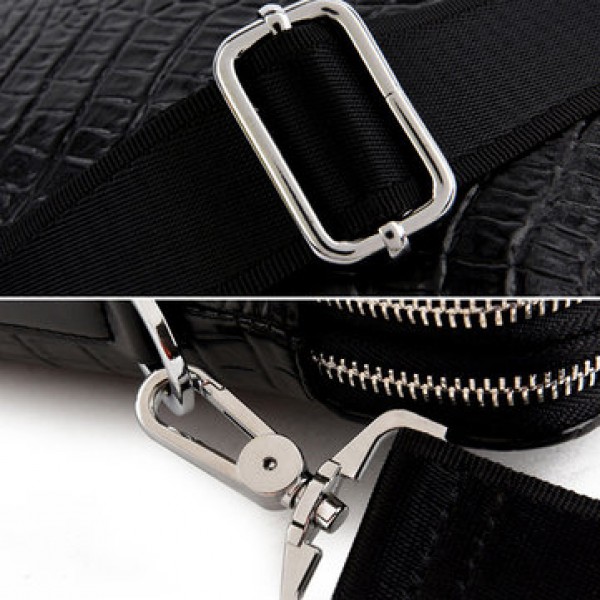 Men Business Alligator Faux Leather Handbags Crossbody Bags Laptop Bag Briefcase