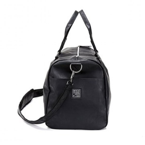 Men Black Leather Large Capacity Duffle Travel Gym Weekend Overnight Bag