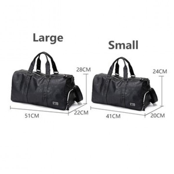 Men Black Leather Large Capacity Duffle Travel Gym Weekend Overnight Bag