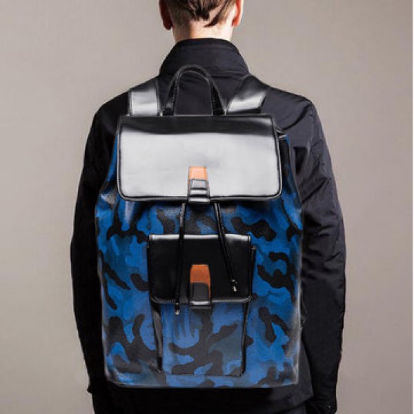 Men Large Capacity Faux Leather Backpack Casual Vi...