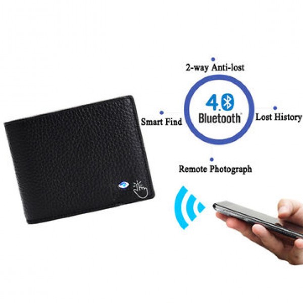 Genuine Leather Smart Wallet bluetooth Anti Theft Anti Lost Selfie Wallet