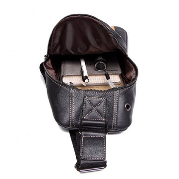Casual Men Genuine Leather Crossbody Outdoor Sport Chest Bag