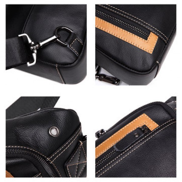 Casual Men Genuine Leather Crossbody Outdoor Sport Chest Bag