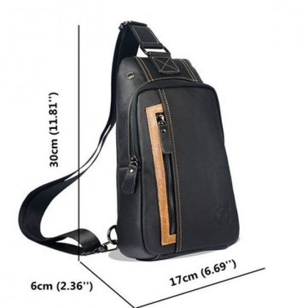 Casual Men Genuine Leather Crossbody Outdoor Sport Chest Bag