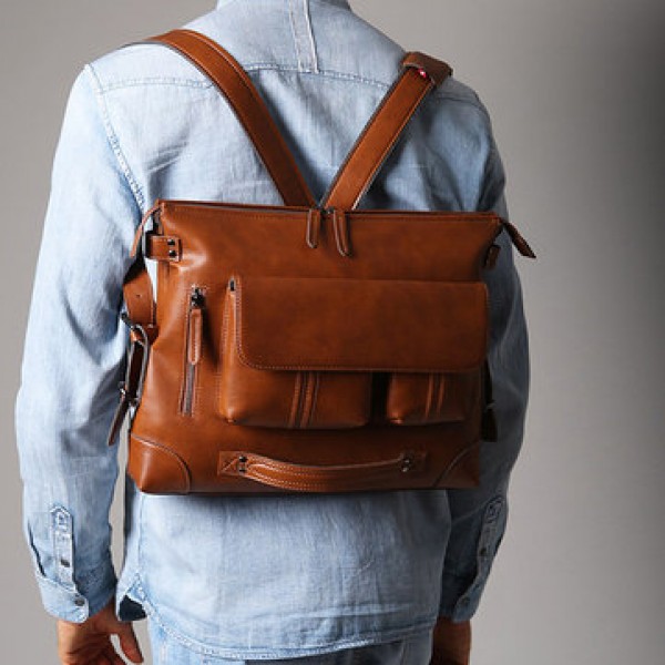 Ekphero Men Casual Briefcase Handbag Multifunction Shoulder Bag Backpack