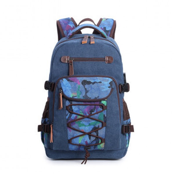 Canvas Travel Bag Designer Large Capacity Casual Backpack with USB Charging Port
