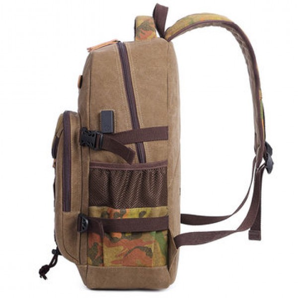 Canvas Travel Bag Designer Large Capacity Casual Backpack with USB Charging Port