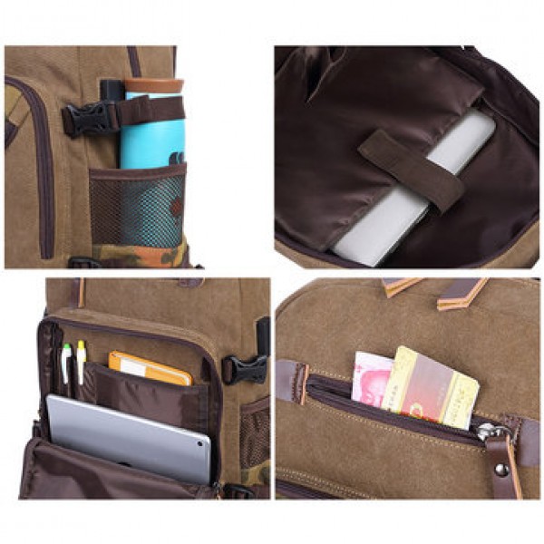 Canvas Travel Bag Designer Large Capacity Casual Backpack with USB Charging Port