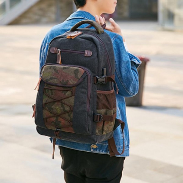 Canvas Travel Bag Designer Large Capacity Casual Backpack with USB Charging Port
