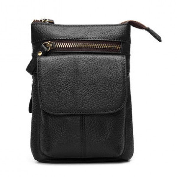 7inch Cell Phone Waist Bag Men Retro Genuine Leather Camera Waist Bag